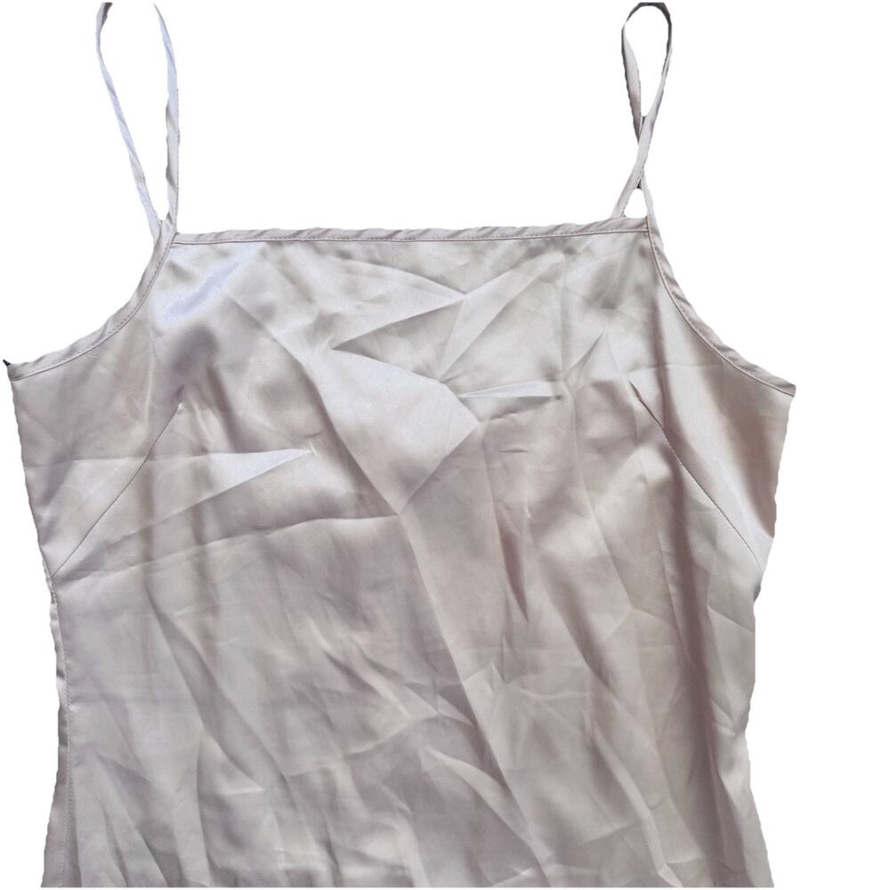 Calvin Rucker Silky Butter Beige Slip Dress M Neutral Sexy Sleek Lounge - Picture 2 of 6